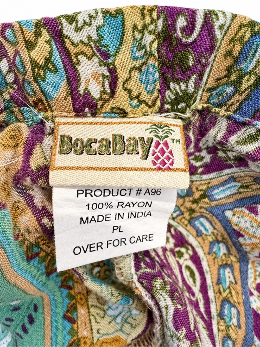 Boca Bay Petite Large Paisley Rayon Pull-On Crop Pants Boho Resort - Picture 14 of 16